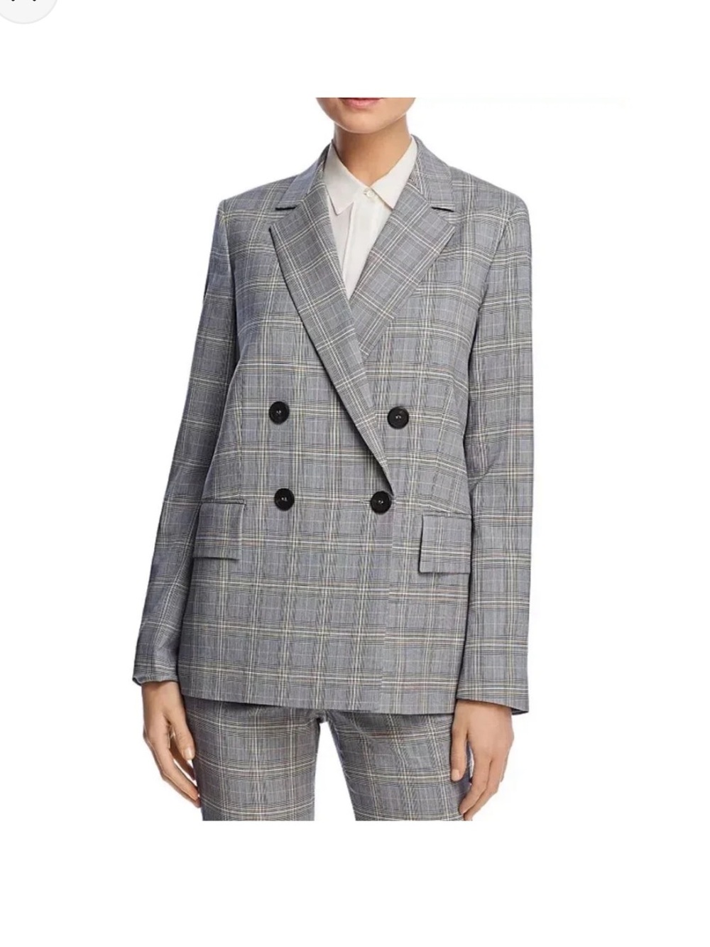 Theory Double-Breasted Plaid Blazer